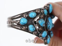 Vintage Navajo Sterling/turquoise cluster cuff bracelet