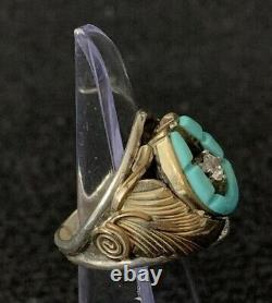 Vintage Navajo Style Turquoise Horseshoe Sterling Silver Ring Size 9