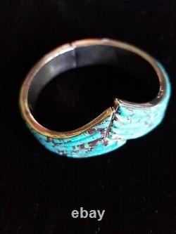 Vintage Navajo Turquoise And Sterling Bracelet 54g