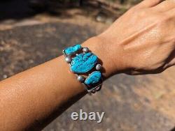 Vintage Navajo Turquoise Bracelet Cuff Jewelry Sterling 1970's Era Sz 6 NA