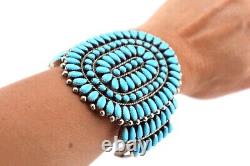 Vintage Navajo Turquoise Bracelet Large Cluster Silver Plated Jewelry Women sz 7