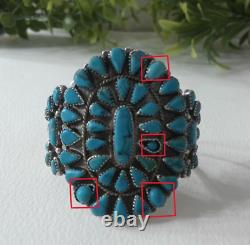 Vintage Navajo Turquoise Cluster Sterling Silver Bracelet