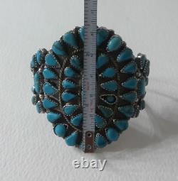 Vintage Navajo Turquoise Cluster Sterling Silver Bracelet