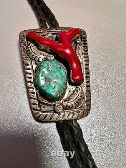 Vintage Navajo -Turquoise, Coral, Morenci Sterling, Native American Turquoise