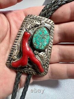 Vintage Navajo -Turquoise, Coral, Morenci Sterling, Native American Turquoise