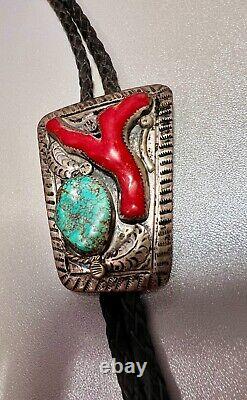 Vintage Navajo -Turquoise, Coral, Morenci Sterling, Native American Turquoise