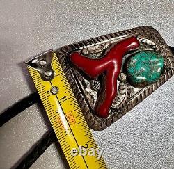 Vintage Navajo -Turquoise, Coral, Morenci Sterling, Native American Turquoise