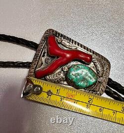 Vintage Navajo -Turquoise, Coral, Morenci Sterling, Native American Turquoise