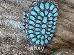 Vintage Navajo Turquoise Cuff Bracelet Sterling DLW Delia Wauneka