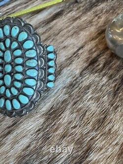 Vintage Navajo Turquoise Cuff Bracelet Sterling DLW Delia Wauneka