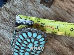 Vintage Navajo Turquoise Cuff Bracelet Sterling DLW Delia Wauneka