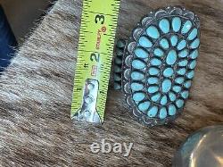 Vintage Navajo Turquoise Cuff Bracelet Sterling DLW Delia Wauneka