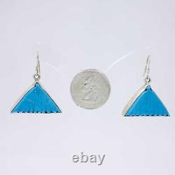 Vintage Navajo Turquoise Fish Tail Statement Drop Earrings in Sterling Silver