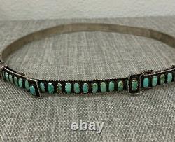 Vintage Navajo Turquoise Hat Band Sterling Silver Signed JJF Old Pawn