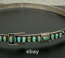 Vintage Navajo Turquoise Hat Band Sterling Silver Signed JJF Old Pawn