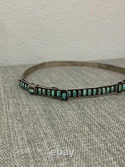 Vintage Navajo Turquoise Hat Band Sterling Silver Signed JJF Old Pawn