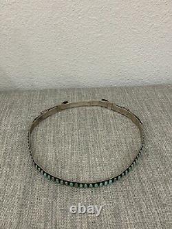Vintage Navajo Turquoise Hat Band Sterling Silver Signed JJF Old Pawn