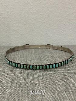 Vintage Navajo Turquoise Hat Band Sterling Silver Signed JJF Old Pawn