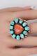 Vintage Navajo Turquoise & Heart Spiney Oyster 925 Ring Size 8