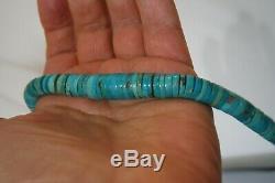 Vintage Navajo Turquoise Heishi Bead Sterling Silver Necklace