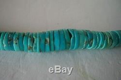 Vintage Navajo Turquoise Heishi Bead Sterling Silver Necklace