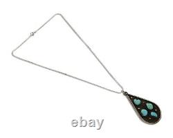 Vintage Navajo Turquoise Necklace 925 Silver Native American Artist