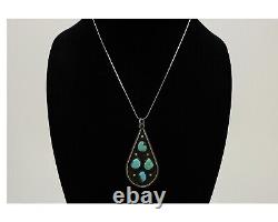 Vintage Navajo Turquoise Necklace 925 Silver Native American Artist