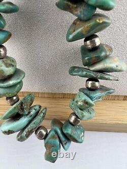 Vintage Navajo Turquoise Nugget Beaded Silver Necklace & Ring Combo