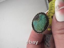 Vintage Navajo Turquoise Nugget Beaded Silver Necklace & Ring Combo