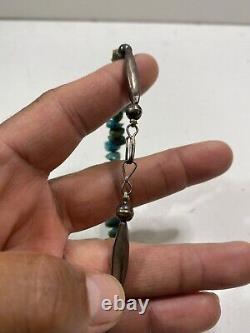 Vintage Navajo Turquoise Nugget Beads Sterling Silver. 925 Necklace