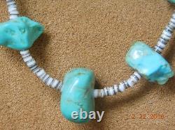 Vintage Navajo Turquoise Nugget and Heishi Shell Beaded Necklace