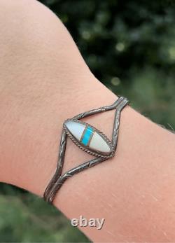 Vintage Navajo Turquoise & Pearl Cuff James Harrison