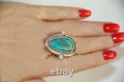 Vintage Navajo Turquoise Pyrite Sterling Silver Ring