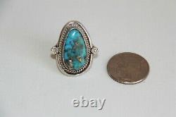 Vintage Navajo Turquoise Pyrite Sterling Silver Ring