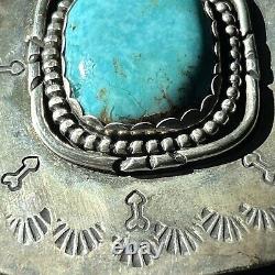 Vintage Navajo Turquoise Silver Belt Buckle