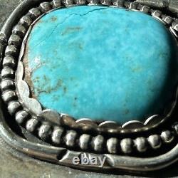 Vintage Navajo Turquoise Silver Belt Buckle