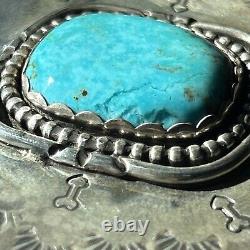 Vintage Navajo Turquoise Silver Belt Buckle