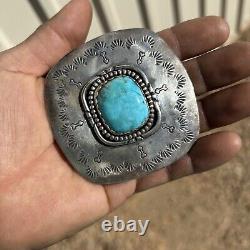 Vintage Navajo Turquoise Silver Belt Buckle