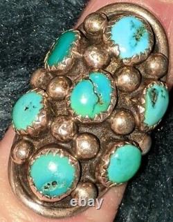 Vintage Navajo Turquoise Silver Earrings Ring Sz 5.5 Set Native American Signed
