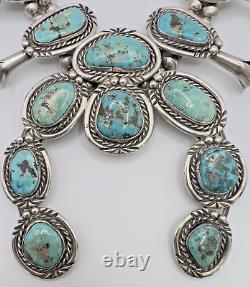 Vintage Navajo Turquoise Squash Blossom 25 Necklace CS1001