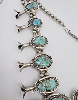 Vintage Navajo Turquoise Squash Blossom 25 Necklace CS1001