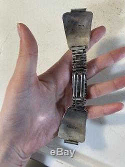 Vintage Navajo Turquoise Stainless Steel Watch Band (Signed H D Yazzie)