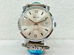 Vintage Navajo Turquoise Sterling Silver Automatic Watch-signed