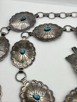 Vintage Navajo Turquoise Sterling Silver Belt