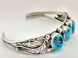 Vintage Navajo Turquoise & Sterling Silver Bracelet Marked JWK Hand Crafted