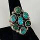 Vintage Navajo Turquoise Sterling Silver Cluster Ring Old Pawn Sz 6