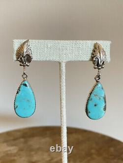 Vintage Navajo Turquoise Sterling Silver Drop Earrings Annie Spencer