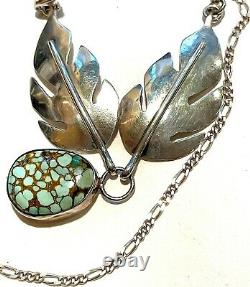 Vintage Navajo Turquoise Sterling Silver Irene Platero Signed Statement Necklace