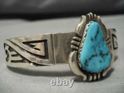 Vintage Navajo Turquoise Sterling Silver Overlay Native American Bracelet Old