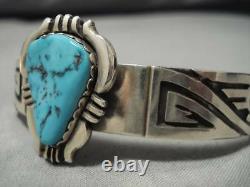 Vintage Navajo Turquoise Sterling Silver Overlay Native American Bracelet Old